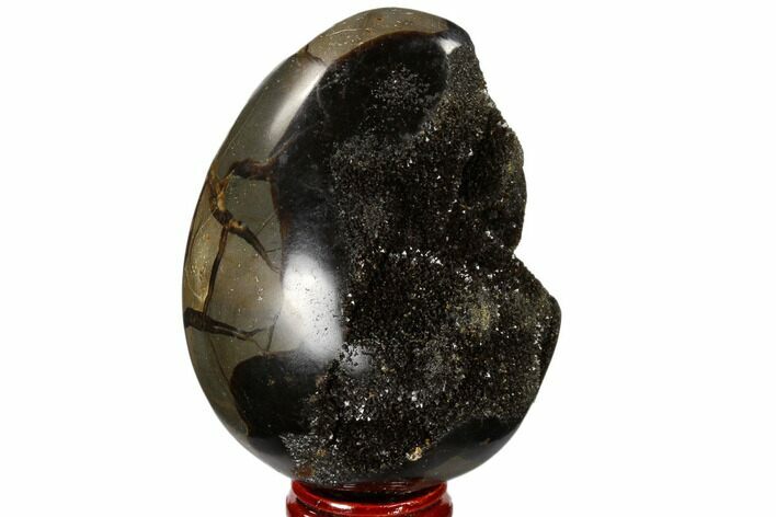 Septarian Dragon Egg Geode - Black Crystals #118741